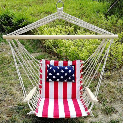 Hanging Hammock Chair With Pillow Flag Pattern
