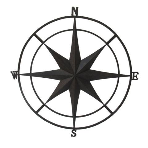Rustic Outdoor Wall Compass Black