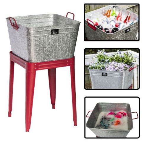 Metal Beverage Tub / Planter With Stand