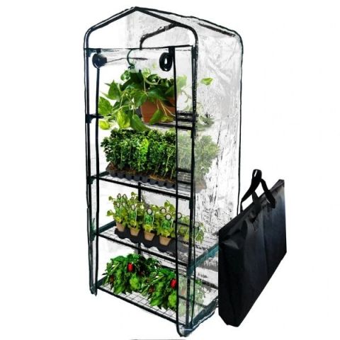 Mini Greenhouse 4-Tier Growing Rack with Carry Bag